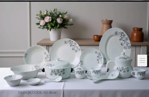 Marble Dinner Set Carroly (1819C) Elegant, Durable, Heat-Resistant Plates & Bowls