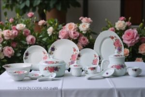 Marble Dinner Set Carroly (2148B) Elegant, Durable, Heat-Resistant Plates & Bowls