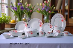 Marble Dinner Set Carroly (3775C) Elegant, Durable, Heat-Resistant Plates & Bowls