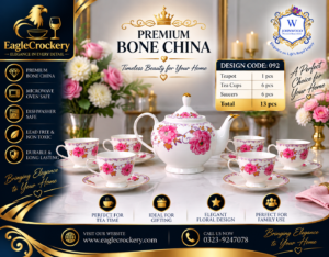 14-Piece Bone China Tea / Coffee Set (BONE C 092) – Elegant & Durable for Home and Gifting