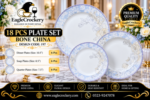 Bone 18 Pcs Plate Set (197) | Elegant, Durable, Heat-Resistant Plates & Bowls