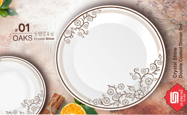 Melamine Dinner Set | Oaks Dinner (1) | Elegant, Durable, Heat-Resistant Plates & Bowls | Unbreakable, Lightweight, Premium Quality Dinnerware