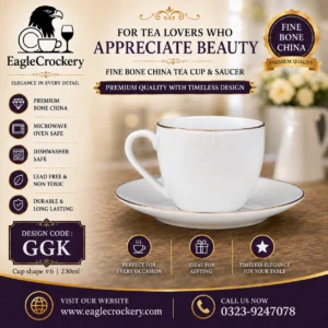 High-Quality Bone China Cup & Saucer Set (6-GGk) | Elegant, Durable, Ideal for Home & Gifting