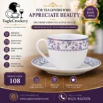 High-Quality Bone China Cup & Saucer Set (6-108) | Elegant, Durable, Ideal for Home & Gifting