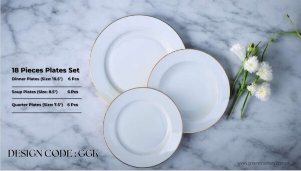 Bone 18 Pcs Plate Set (GGK) | Elegant, Durable, Heat-Resistant Plates & Bowls