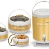 Dynasty (Gold) Color 4 Pcs Gift Set (Includes 3 Hot Pots and 1 Cooler) In Discounted Price