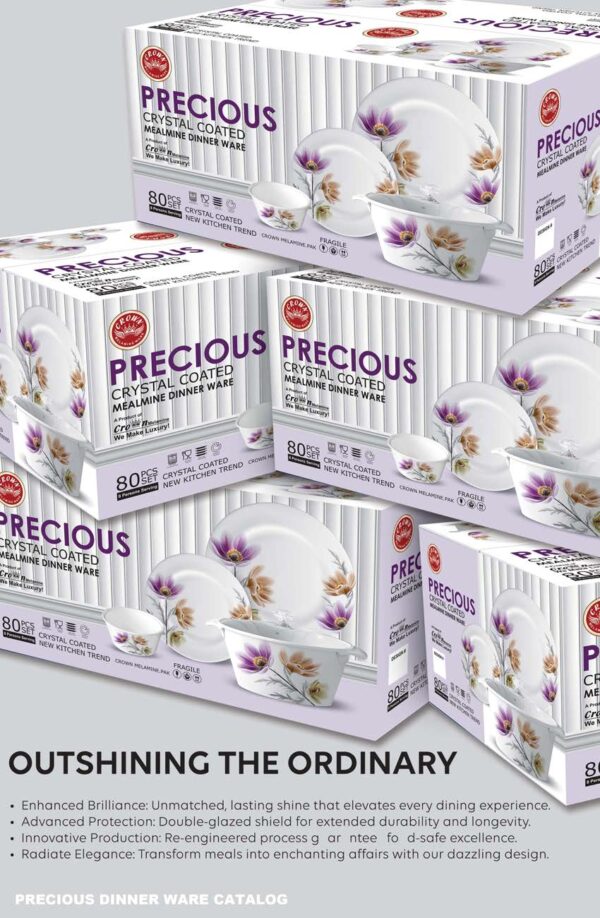 Melamine Dinner Set | Precious (901) | Elegant, Durable, Heat-Resistant Plates & Bowls | Unbreakable, Lightweight, Premium Quality Dinnerware