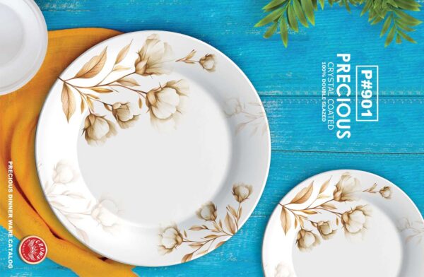 Melamine Dinner Set | Precious (901) | Elegant, Durable, Heat-Resistant Plates & Bowls | Unbreakable, Lightweight, Premium Quality Dinnerware