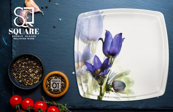 Melamine Dinner Set | Square (1) | Elegant, Durable, Heat-Resistant Plates & Bowls | Unbreakable, Lightweight, Premium Quality Dinnerware