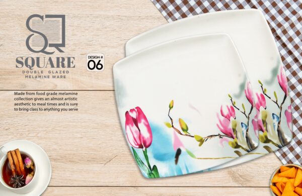 Melamine Dinner Set | Square (1) | Elegant, Durable, Heat-Resistant Plates & Bowls | Unbreakable, Lightweight, Premium Quality Dinnerware