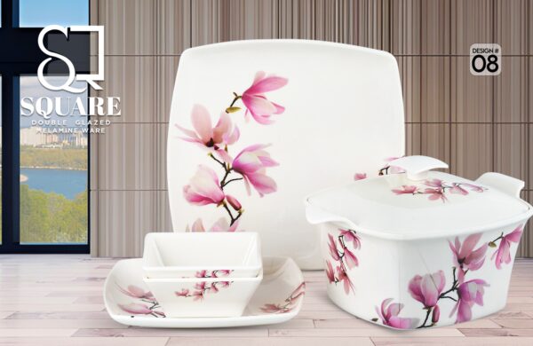 Melamine Dinner Set | Square (1) | Elegant, Durable, Heat-Resistant Plates & Bowls | Unbreakable, Lightweight, Premium Quality Dinnerware