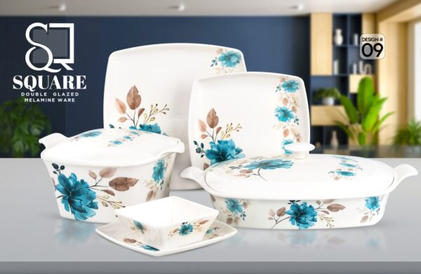 Melamine Dinner Set | Square (1) | Elegant, Durable, Heat-Resistant Plates & Bowls | Unbreakable, Lightweight, Premium Quality Dinnerware