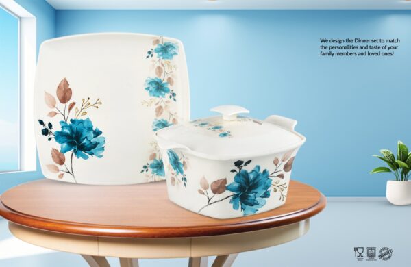 Melamine Dinner Set | Square (1) | Elegant, Durable, Heat-Resistant Plates & Bowls | Unbreakable, Lightweight, Premium Quality Dinnerware