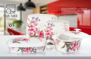 Melamine Dinner Set | Square (1) | Elegant, Durable, Heat-Resistant Plates & Bowls | Unbreakable, Lightweight, Premium Quality Dinnerware