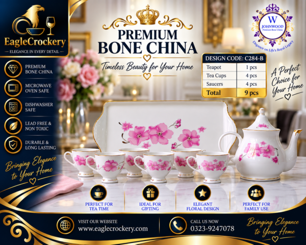 9 Pcs Bone Tea Set / Coffee Set (GGK C 284)