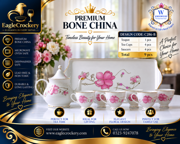 9 Pcs Bone Tea Set / Coffee Set (GGK C 286)