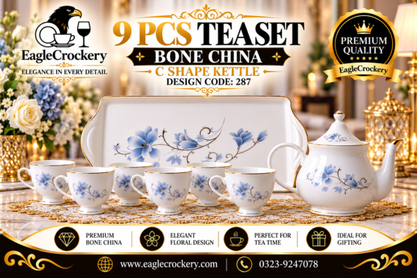 9 Pcs Bone Tea Set / Coffee Set (C287)