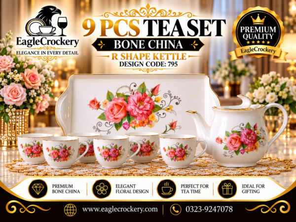 9 Pcs Bone Tea Set / Coffee Set (GGK R 795)