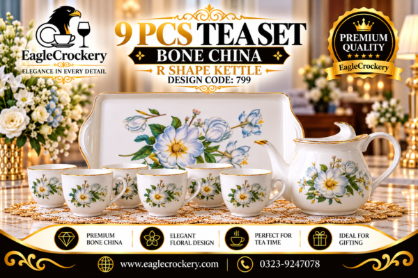 9 Pcs Bone Tea Set / Coffee Set (GGK R 799)