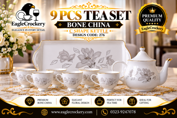 9 Pcs Bone Tea Set / Coffee Set (C276)