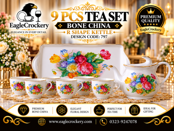 9 Pcs Bone Tea Set / Coffee Set (GGK R 797)