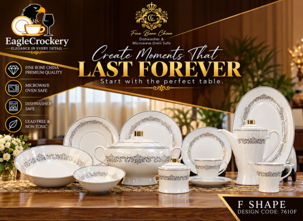 61 Pc Bone China Dinner Set (F761QF)