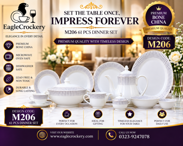 61 Pc Bone China Dinner Set (M206)