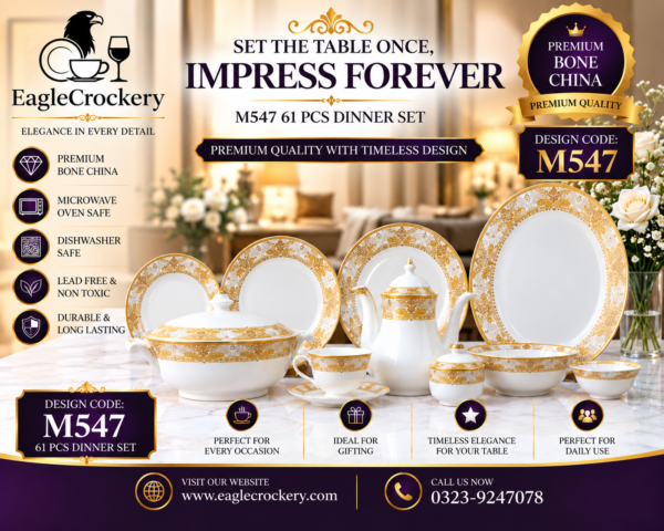 61 Pc Bone China Dinner Set (M547)