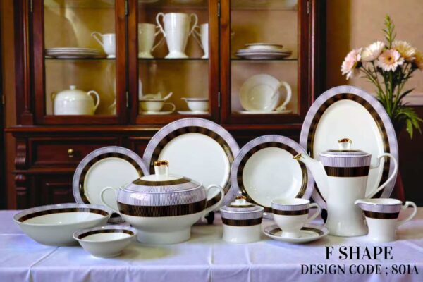 61 Pc Bone China Dinner Set (F801A) | High-Quality, Stylish, Premium Crockery