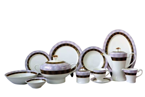 61 Pc Bone China Dinner Set (F801A) | High-Quality, Stylish, Premium Crockery