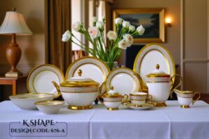 61 Pc Bone China Dinner Set (K676A) | High-Quality, Stylish, Premium Crockery