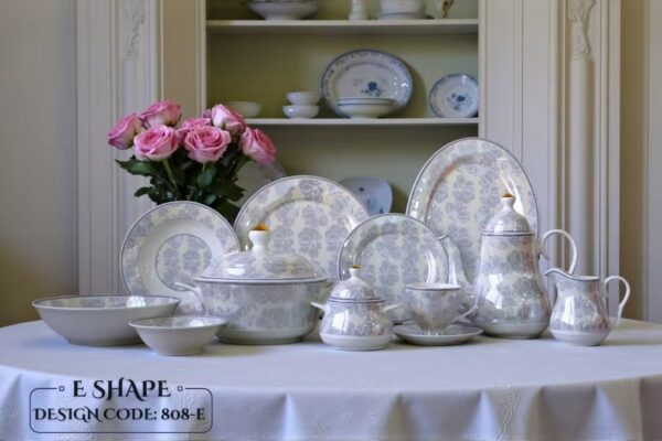 61 Pc Bone China Dinner Set (E808-E) | High-Quality, Stylish, Premium Crockery