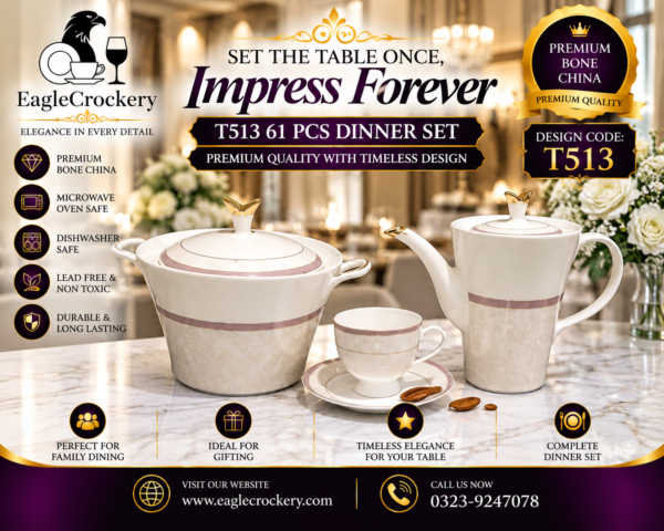 61 Pc Bone Dinner Set (T513)