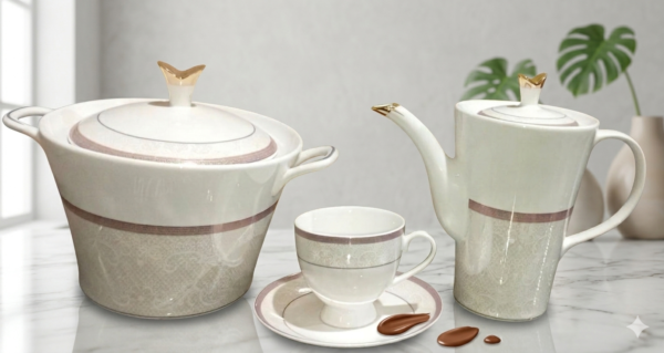 61 Pc Bone China Dinner Set (T513) | High-Quality, Stylish, Premium Crockery