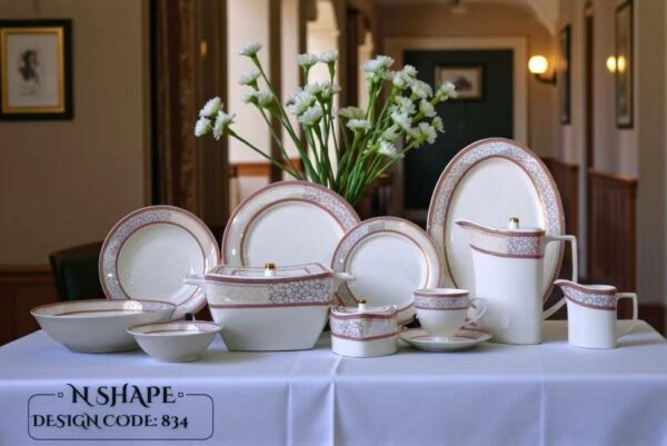 61 Pc Bone China Dinner Set (N834) | High-Quality, Stylish, Premium Crockery