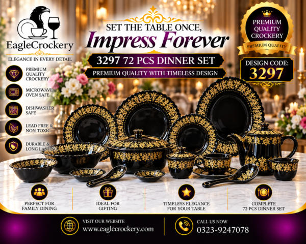 Black Marble Dinner Set (3497)