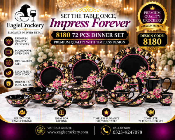 Black Marble Dinner Set (8180)