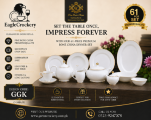 61 Pc Bone China Dinner Set (GGK O) – Premium Quality, Stylish & Elegant Dinnerware