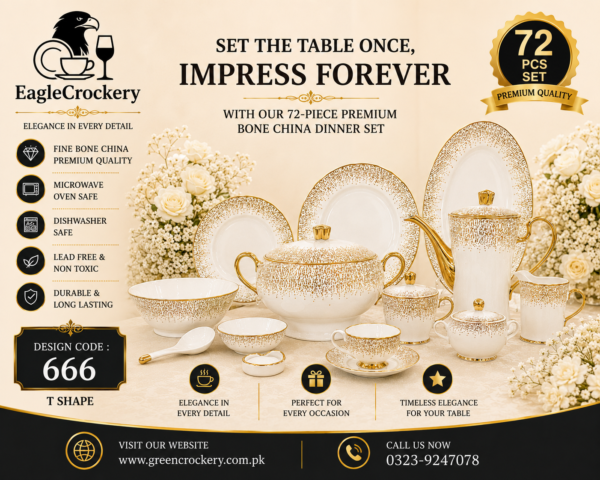 72 Pc Bone Dinner Set (72Pcs Electro plate 1)