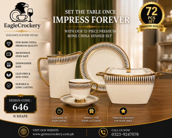 61 Pc Bone China Dinner Set (N646) – Premium Quality, Stylish & Elegant Dinnerware
