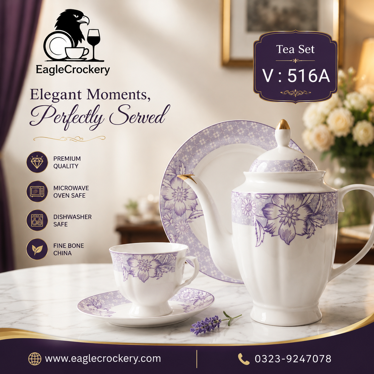 24-Piece Tea Set Electro Gold V516 – Luxury Premium Tea Crockery