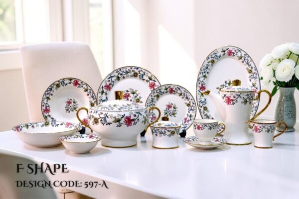 61 Pc Bone China Dinner Set (F597A) – Premium Quality, Stylish & Elegant Dinnerware