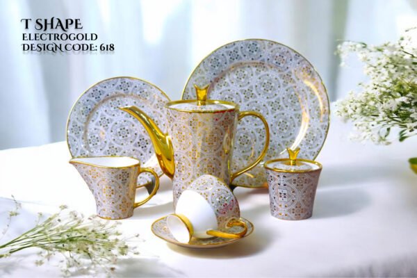 24-Piece Tea Set Electro Gold T618 | High-Quality Elegant Tea Crockery