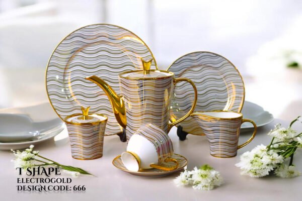 24-Piece Tea Set Electro Gold T666 | High-Quality Elegant Tea Crockery