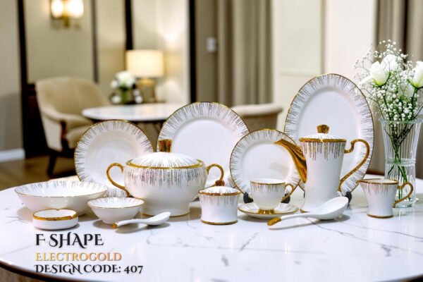 72 Pc Bone China Dinner Set F407 (72Pcs Electro plate 2) | High-Quality, Stylish, Premium Crockery