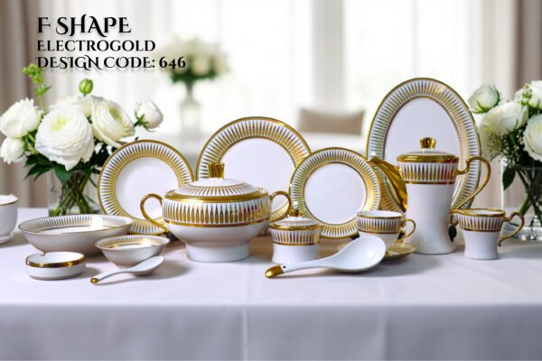 72 Pc Bone China Dinner Set F646 (72Pcs Electro plate 2) | High-Quality, Stylish, Premium Crockery