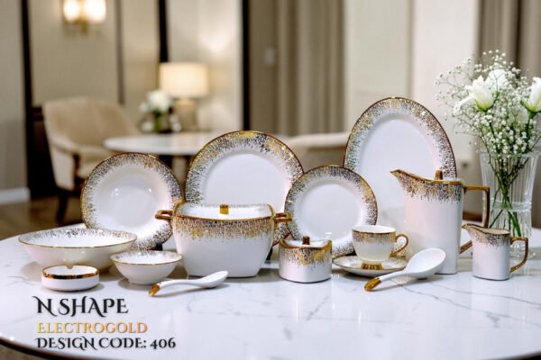 72 Pc Bone China Dinner Set N406 (72Pcs Electro plate 2) | High-Quality, Stylish, Premium Crockery