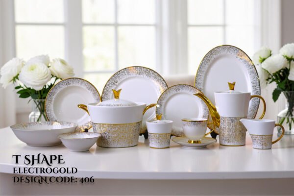 72 Pc Bone China Dinner Set T406 (72Pcs Electro plate 2) | High-Quality, Stylish, Premium Crockery