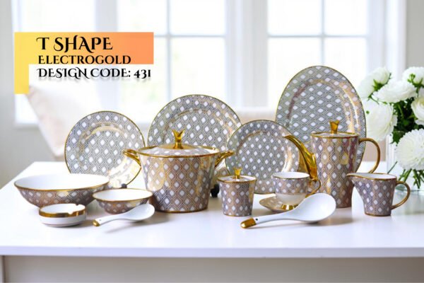 72 Pc Bone China Dinner Set T431 (72Pcs Electro plate 2) | High-Quality, Stylish, Premium Crockery