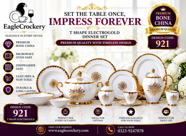 61 Pc Bone China Dinner Set (Q921) – Premium Quality, Stylish & Elegant Dinnerware